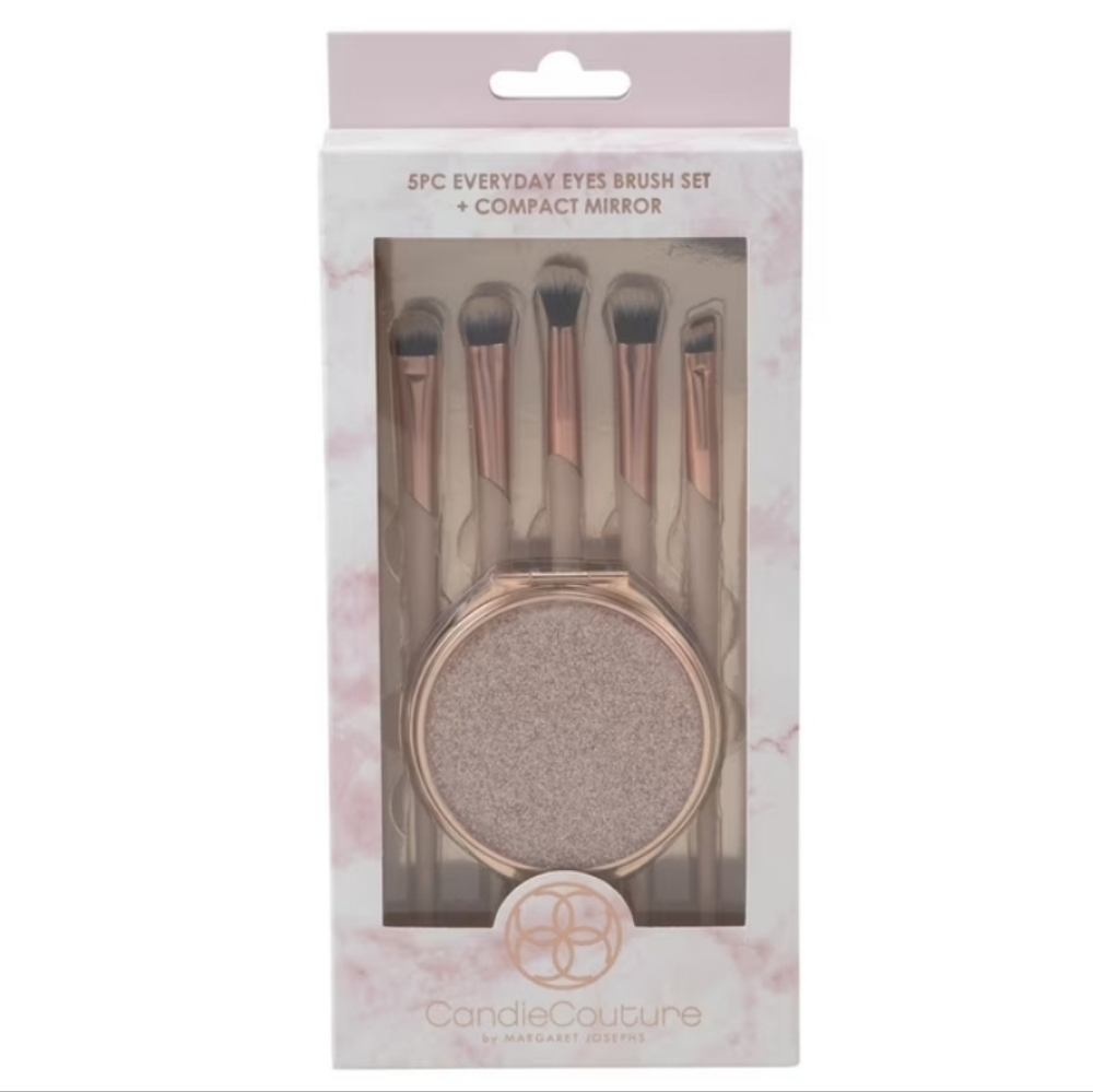 NWT! Candie Couture Everyday Eyes 5pc Make Up Brush Set With Compact Mirror